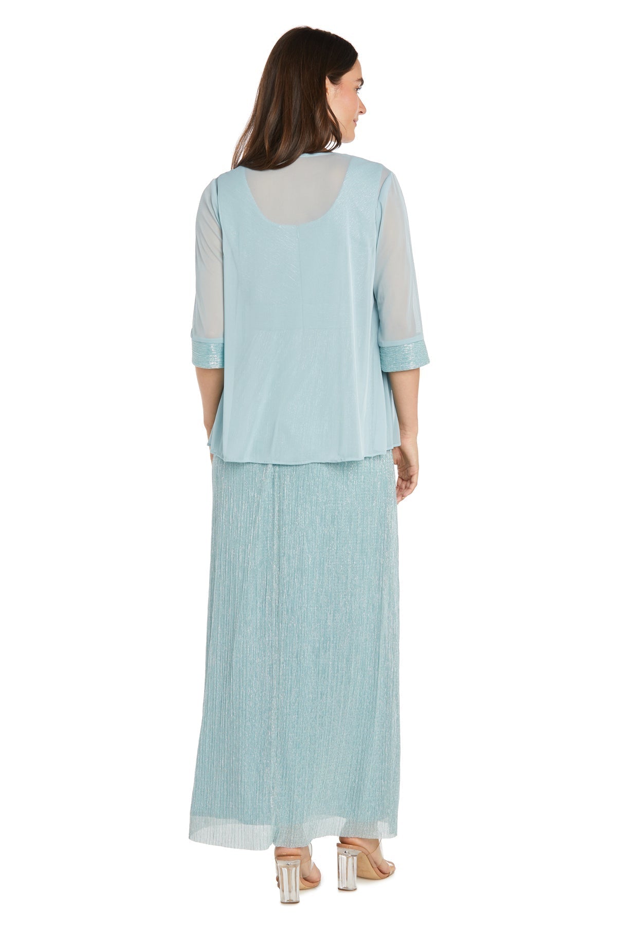 Formal Dresses Long Formal Metallic Cape Evening Dress Seafoam