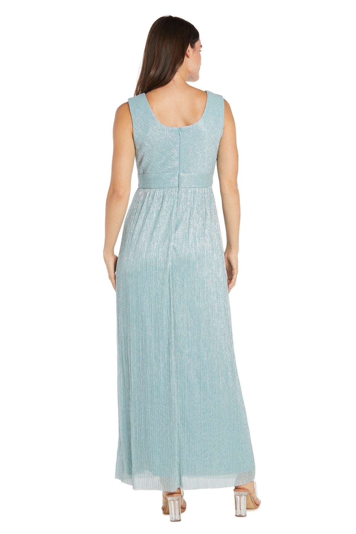 Formal Dresses Formal Long Metallic Evening Cape Dress Seafoam