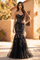 Strapless Sweetheart Embroidered Mermaid Gown – Black
