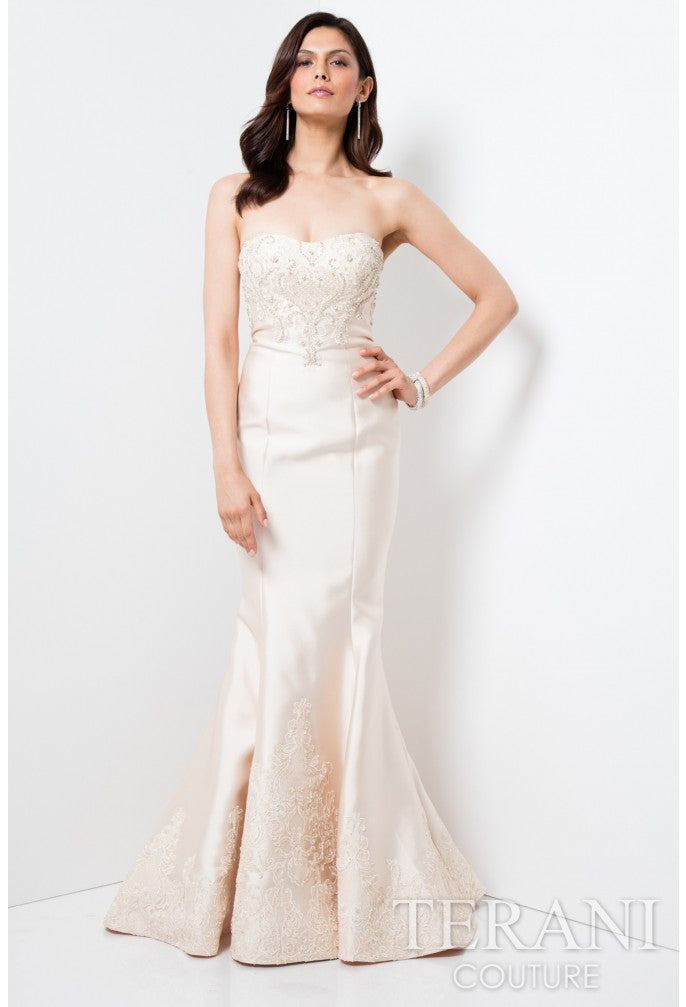 Prom Dresses Mermaid Long Prom Beaded Lace Formal Dress  Almond