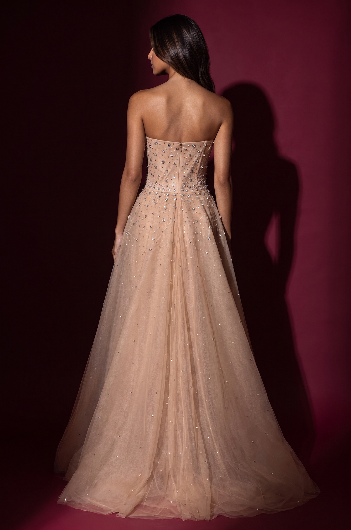 Long Couture Rhinestone Corset Formal Dress – Gold