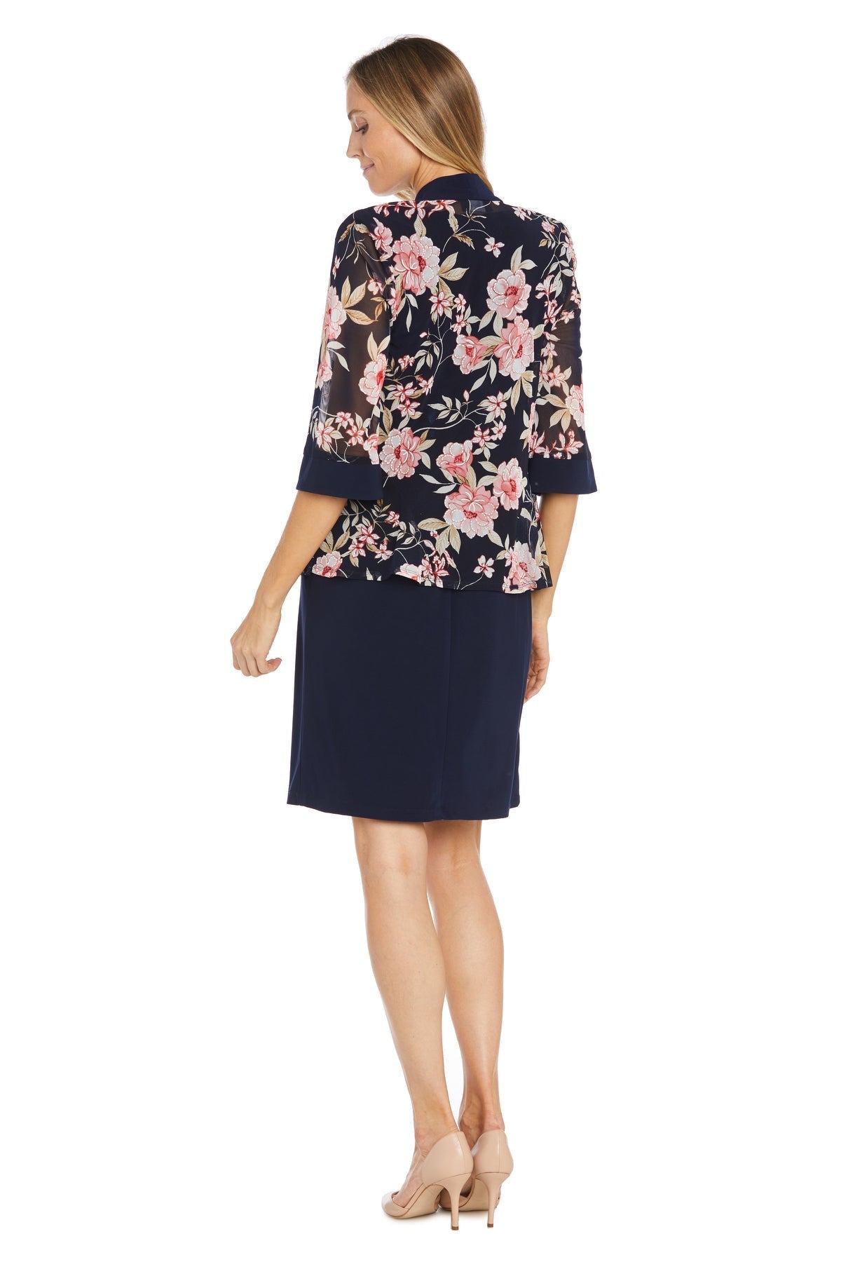Mother of the Bride Dresses Short Printed Jacket Mother of the Bride Plus Size Dress Navy/Coral