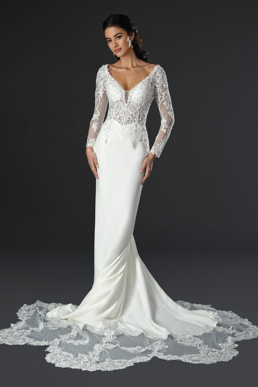 Wedding Dresses  Long Simple Mermaid Wedding Dress Off White