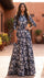 Formal Shirt Collar Printed Evening Gown – Dark Lilac