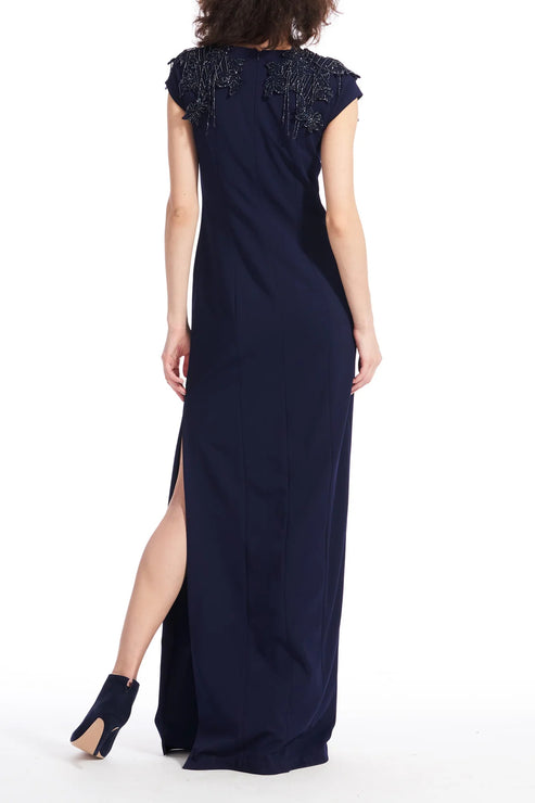 Formal Dresses Long Formal Beaded Fringe Evening Dress Navy