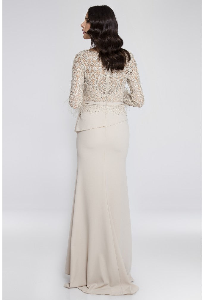 Formal Dresses Long Slit Evening Formal Dress  Champagne Nude
