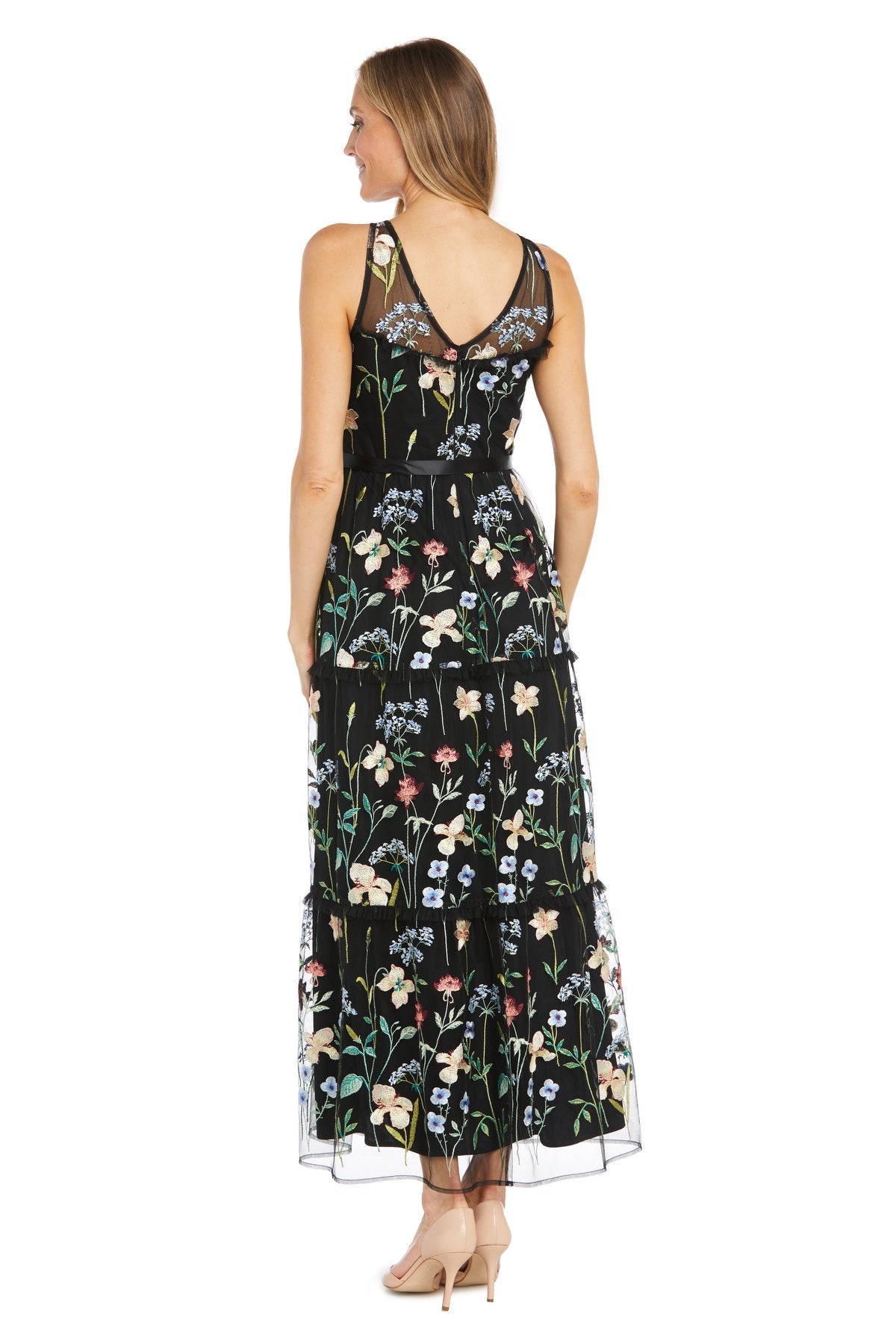 Formal Dresses Long Formal Floral Print Evening Dress Black/Multi