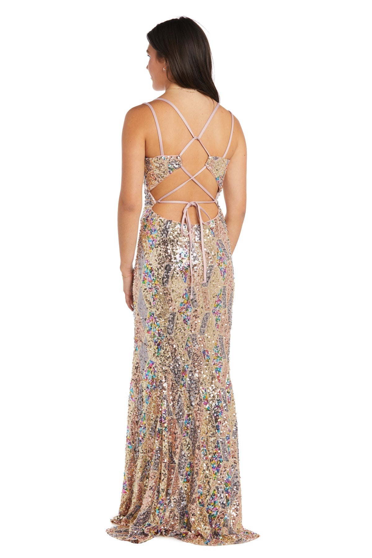 Prom Dresses Sequin Long Formal Prom Dress Nude/Multi