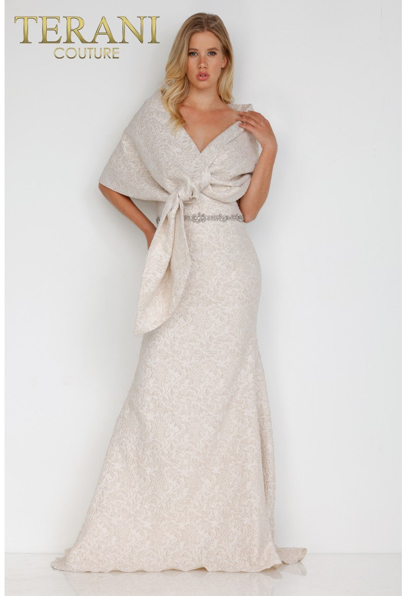 Terani Couture Long Mother Of The Bride Gown 1921M0726 - The Dress Outlet Champagne