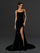 Wedding Dresses Long Floral Slit Wedding Dress Black