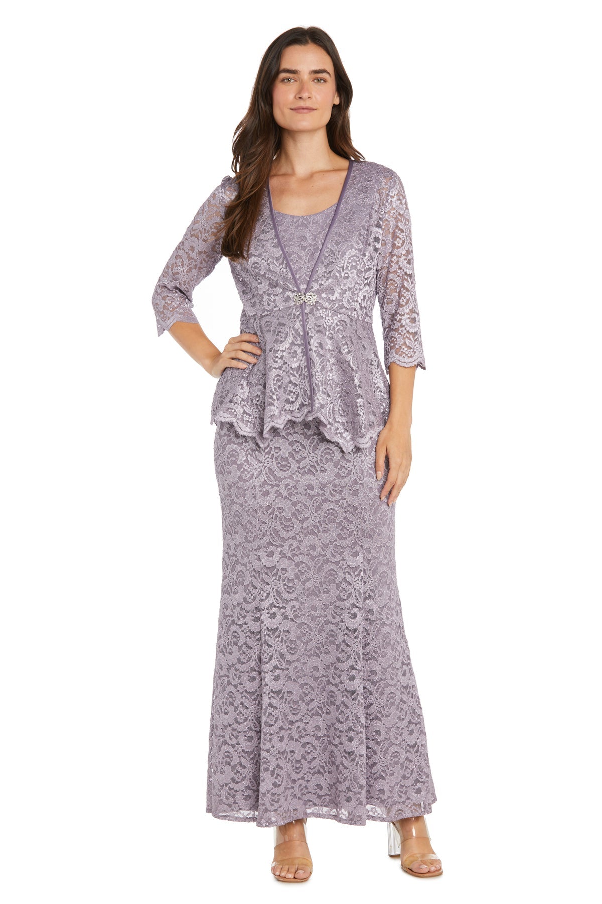 Mother of the Bride Dresses Long Glitter Lace Jacket Formal Mother of the Bride Dress Orchid