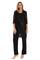 Pant Suit Long Formal Metallic Lace Pant Suit Black