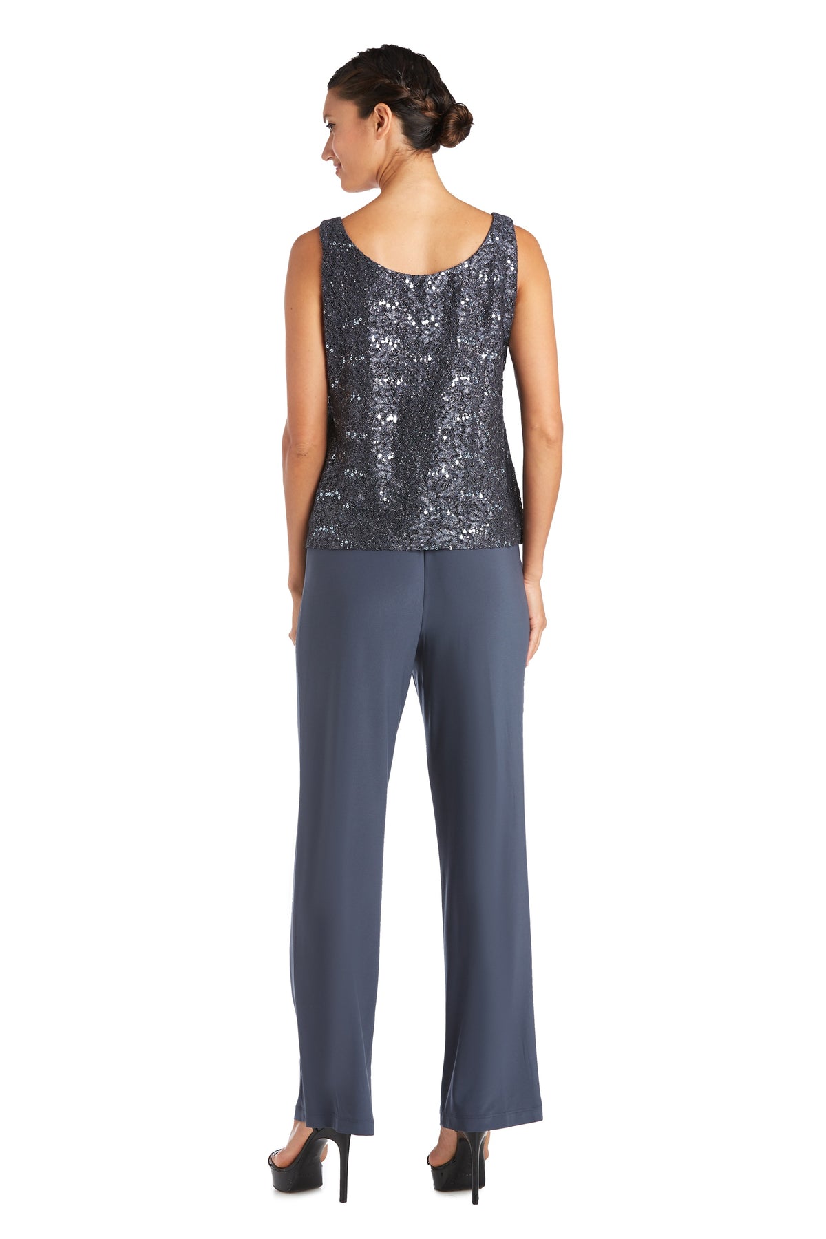 Pant Suit Long Formal Metallic Lace Pant Suit Coal