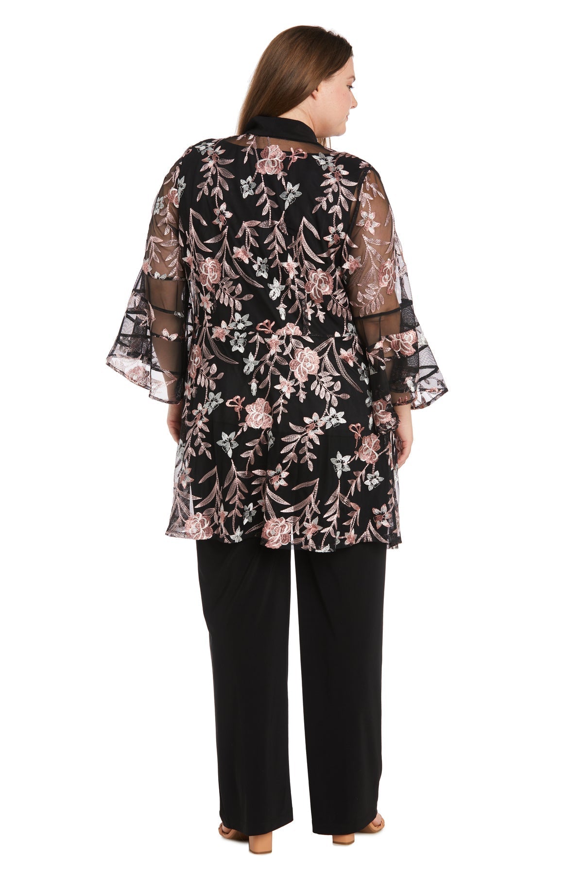 Pant Suit Long Metallic Pant Suit Plus Size Dress Rose/Black