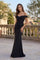 Long Stretch Formal Off-the-Shoulder Dress – Navy