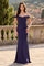 Long Stretch Formal Off-the-Shoulder Dress – Navy