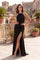 Long Fitted Open Back Jersey Prom Dress – Black