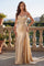 Long Corset Prom Dresss with Beaded Drape Slit