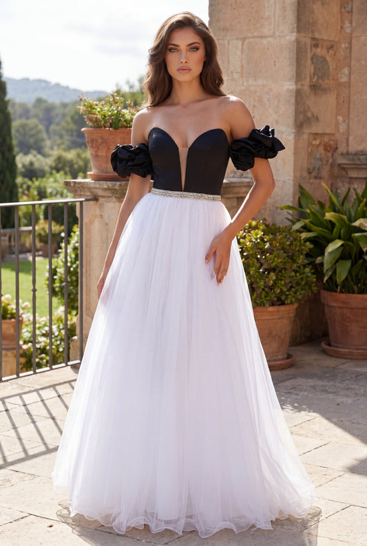 Long Off Shoulder Ball Gown Prom Dress