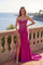 Corset Off-Shoulder Formal Evening Gown with Front Slit