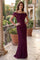 Off Shoulder Lace Formal Evening Dress The Dress Outlet 1472 in Burgundy