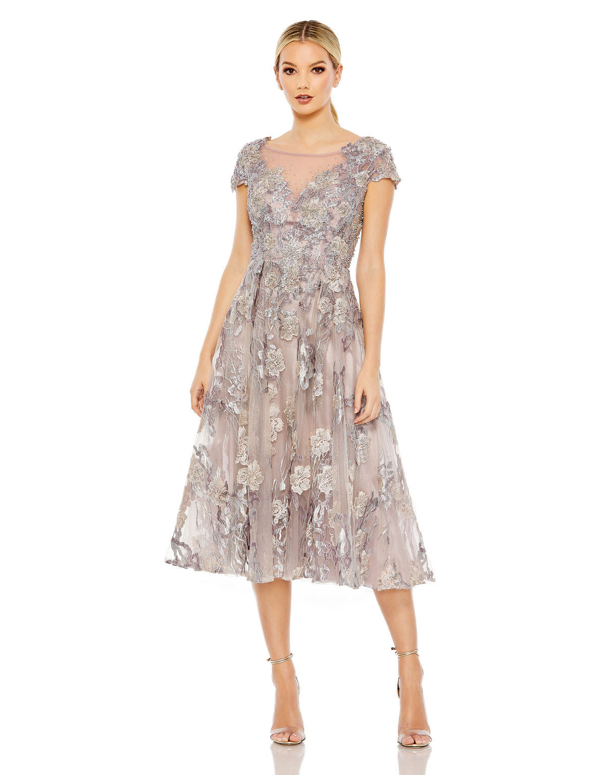 Cocktail Dresses Short Beaded A Line Cocktail Midi Dress Lilac