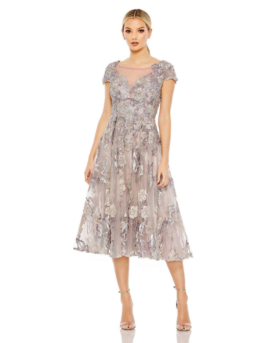Cocktail Dresses Short Beaded A Line Cocktail Midi Dress Lilac