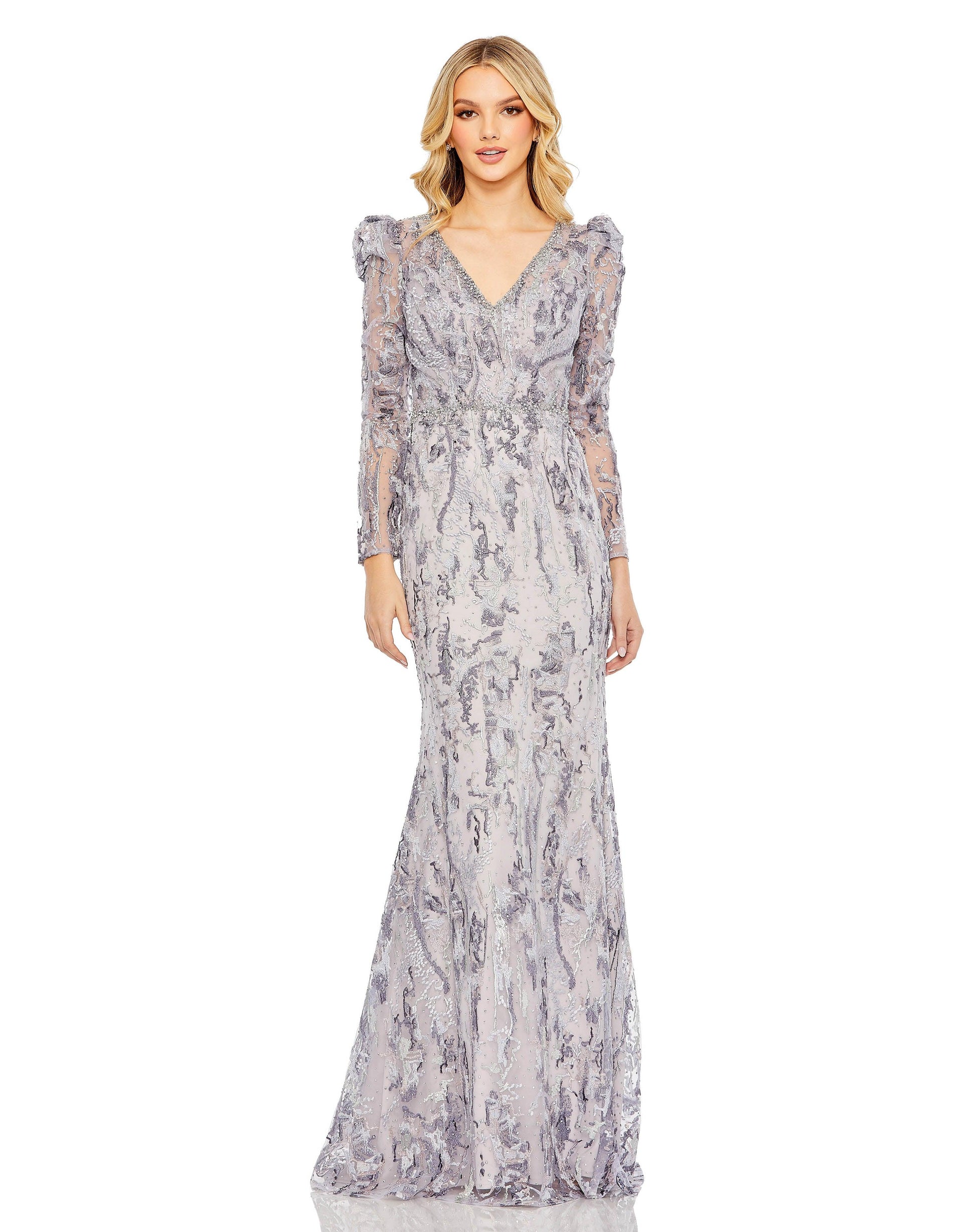 Formal Dresses Long Sleeve Formal Beaded Gown Lilac