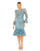 Cocktail Dresses Ruffle Wrist Embellished High Neck Midi Dress Ocean Blue