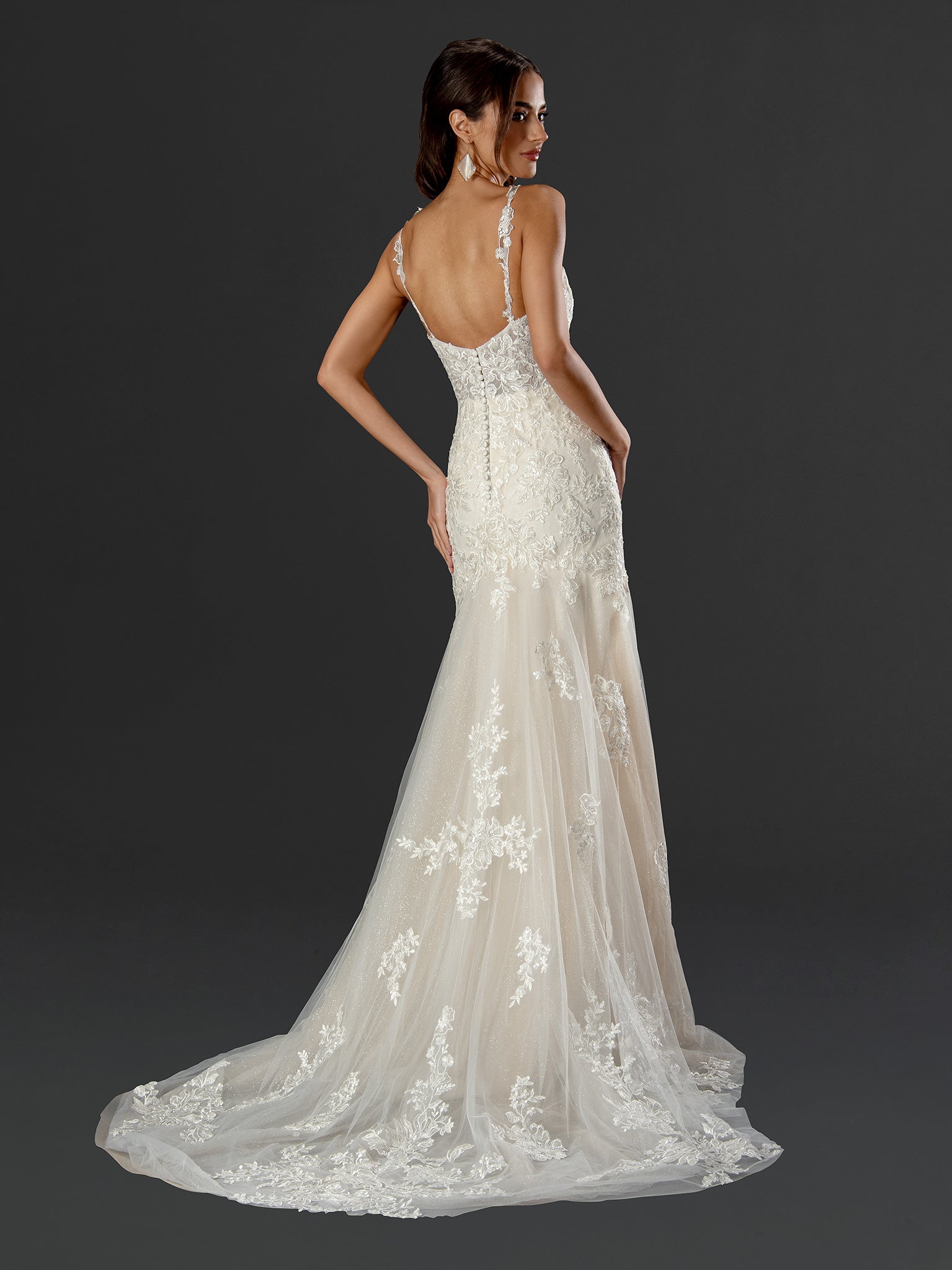 Wedding Dresses Long Wedding Fitted Lace Dress Off White
