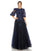 Formal Dresses Long Formal A Line Puff Sleeve Evening Dress Midnight