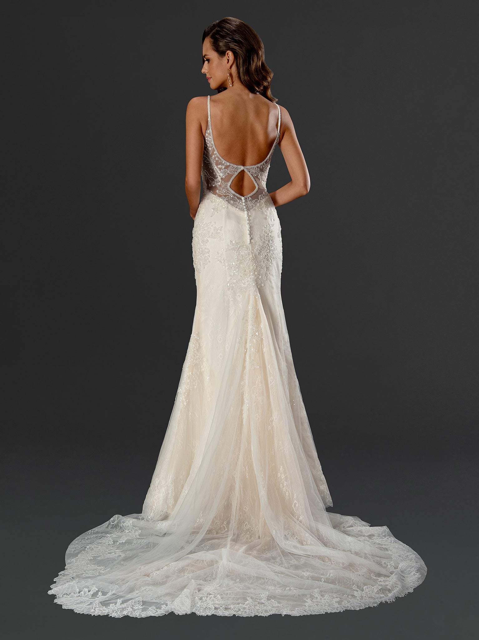 Wedding Dresses Long Simple Beaded Wedding Dress Off White