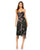 Cocktail Dresses Strapless Floral Embroidered Midi Fringe Dress Black