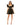 Cocktail Dresses Puff Sleeve Beaded Top Full Skirt Short Dress Black