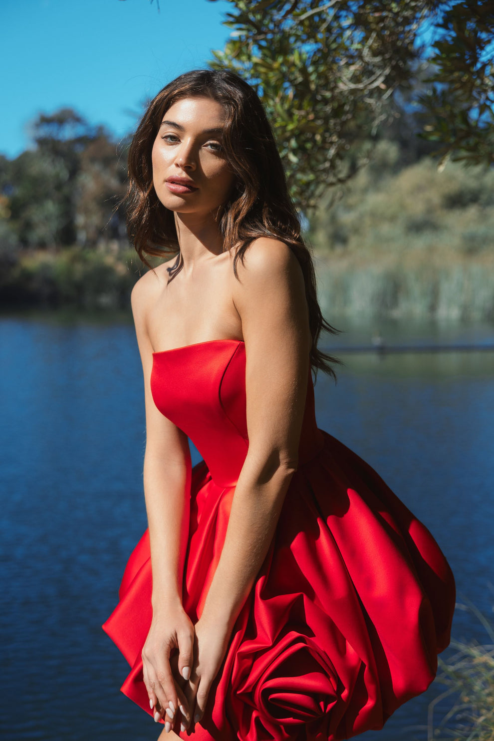 Cocktail Dresses Short 3D Cocktail Ruffle Dress Red