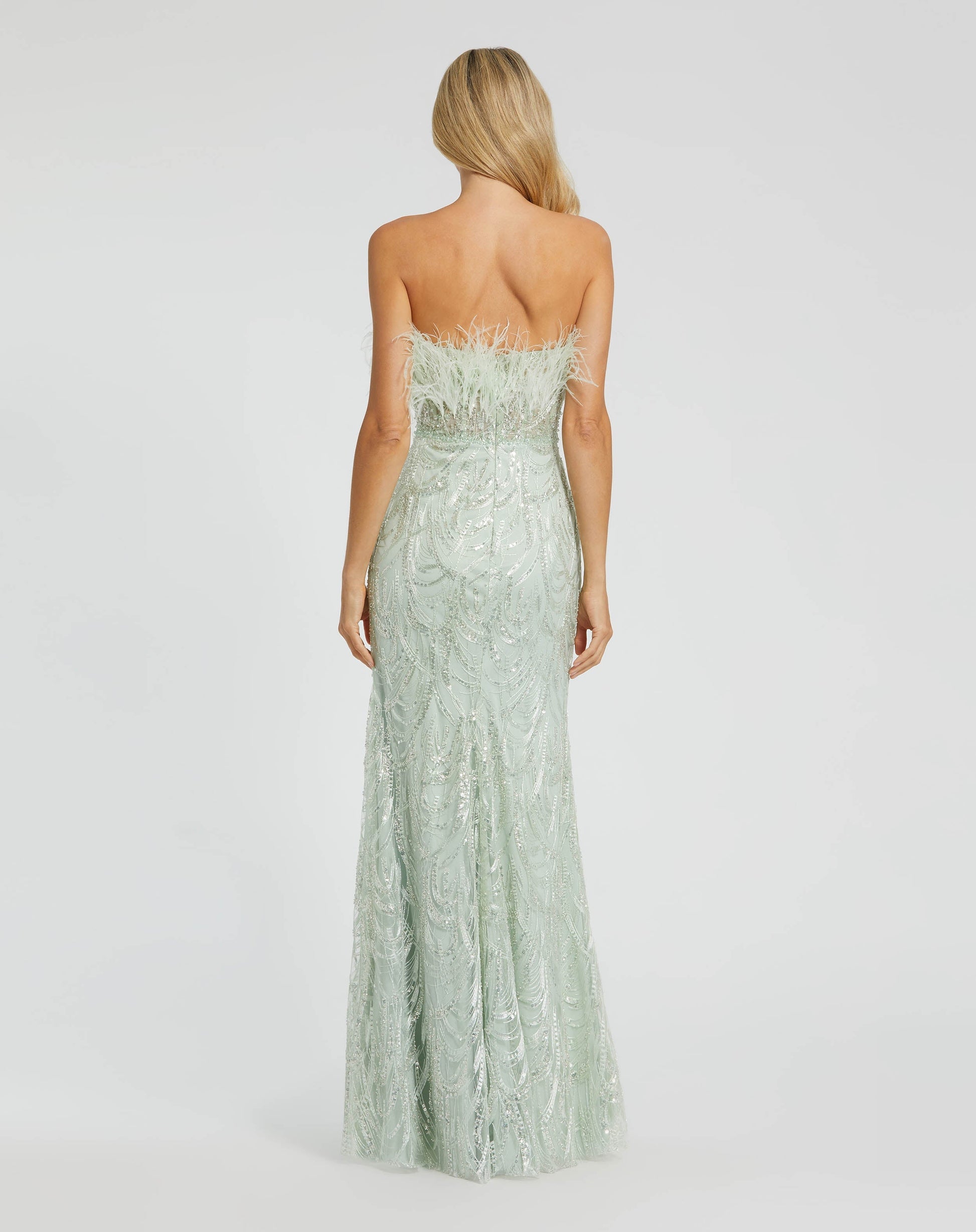 Prom Dresses Formal Long Fitted Corset Feather Prom Dress Mint