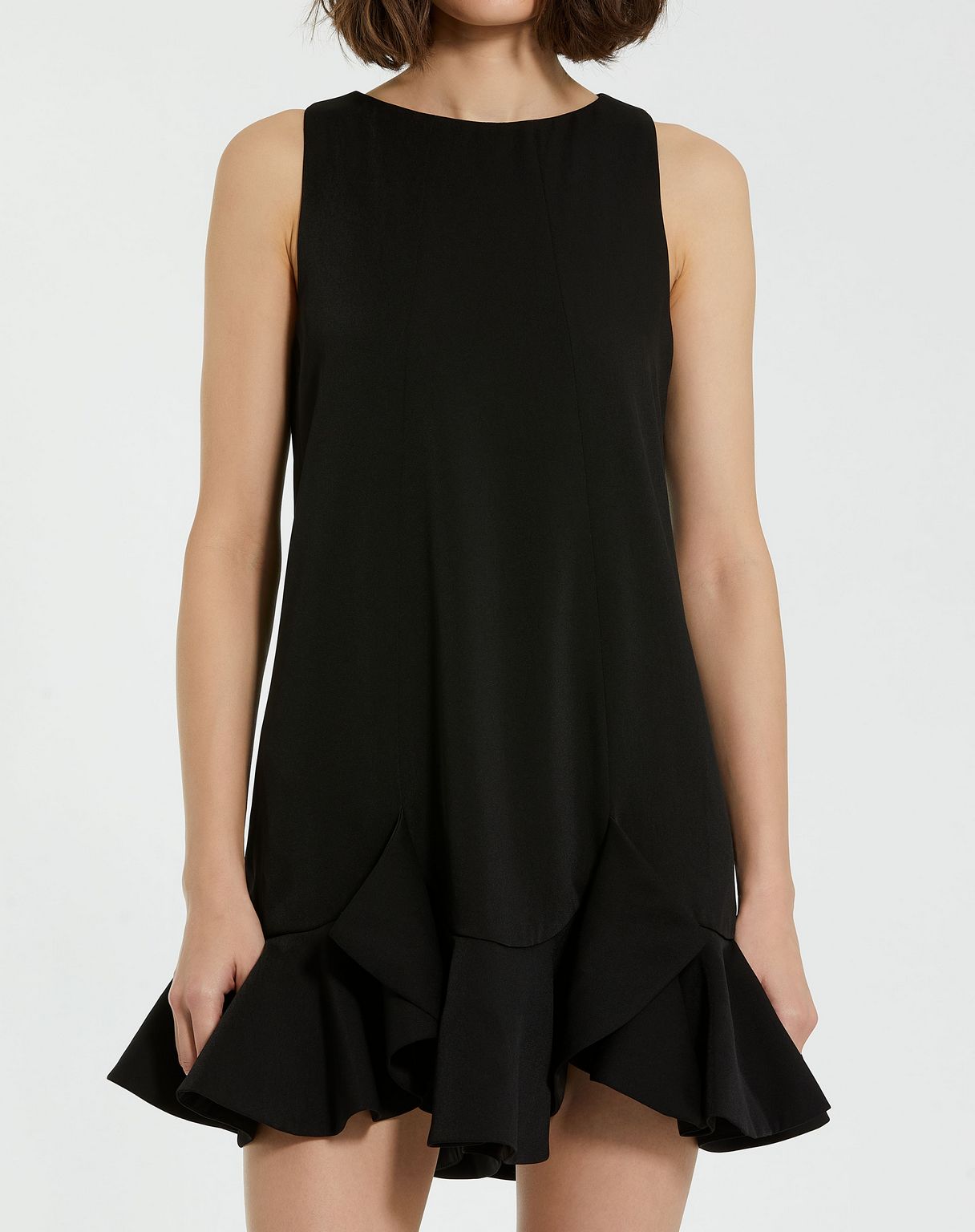 Cocktail Dresses Short Homecoming Ruffle Hem Cocktail Dress Black
