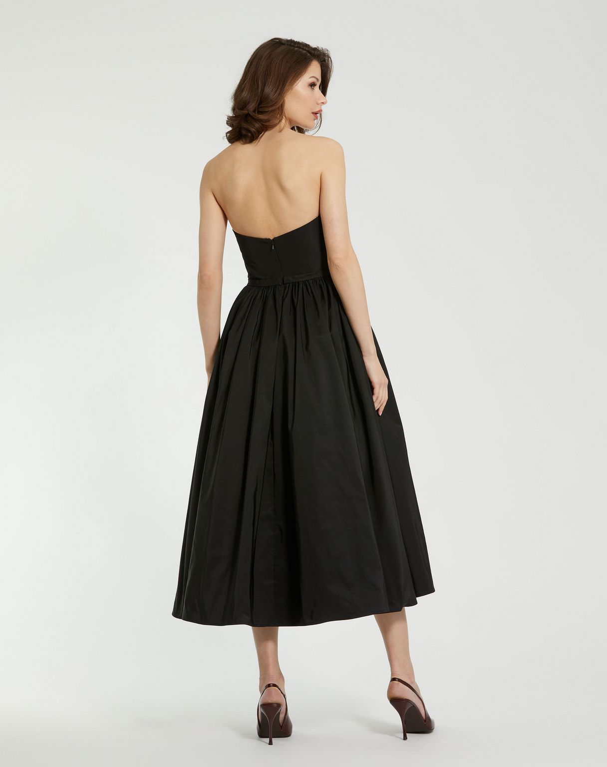 Formal Dresses A Line Tea Length Floral Detail Formal Dress Black