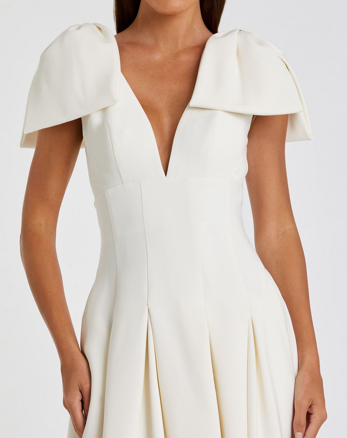 Formal Dresses Fitted Evening Formal Midi Dress  Ivory