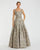 Prom Dresses Long A Line Formal Metallic Print Prom Dress Gold
