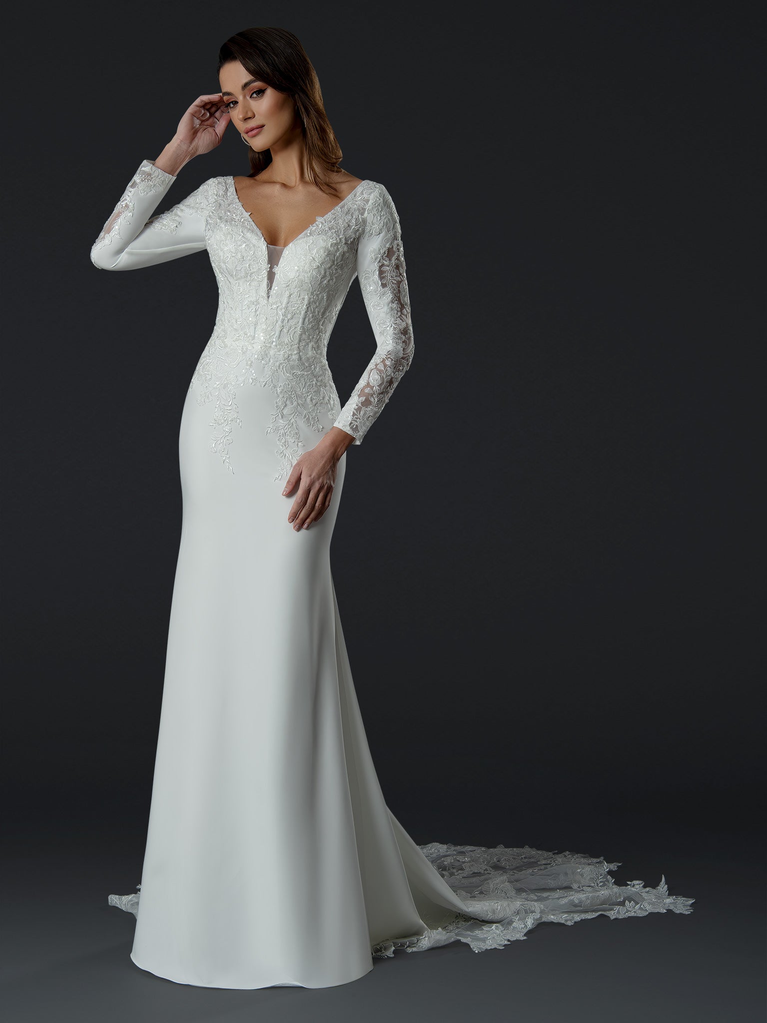 Wedding Dresses Fitted Long Wedding Simple Dress Off White