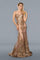 Long Sparkling Evening Gown Gold Front