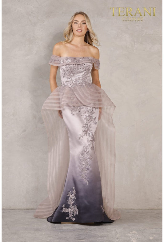 Formal Dresses Long Fitted Formal Sequin Peplum Evening Dress Lilac Ombre