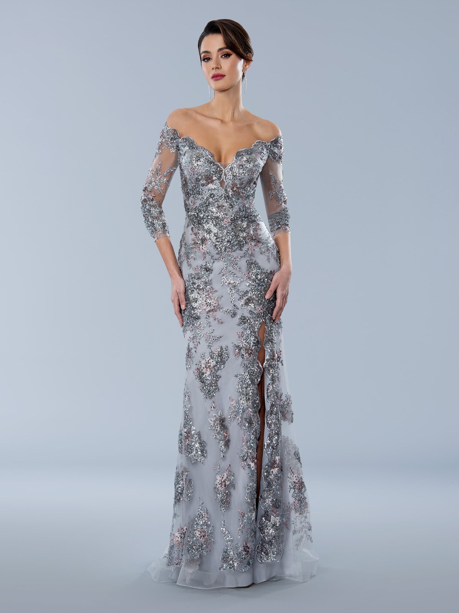 Formal Dresses Long Formal Beaded Applique Evening Dress Multi