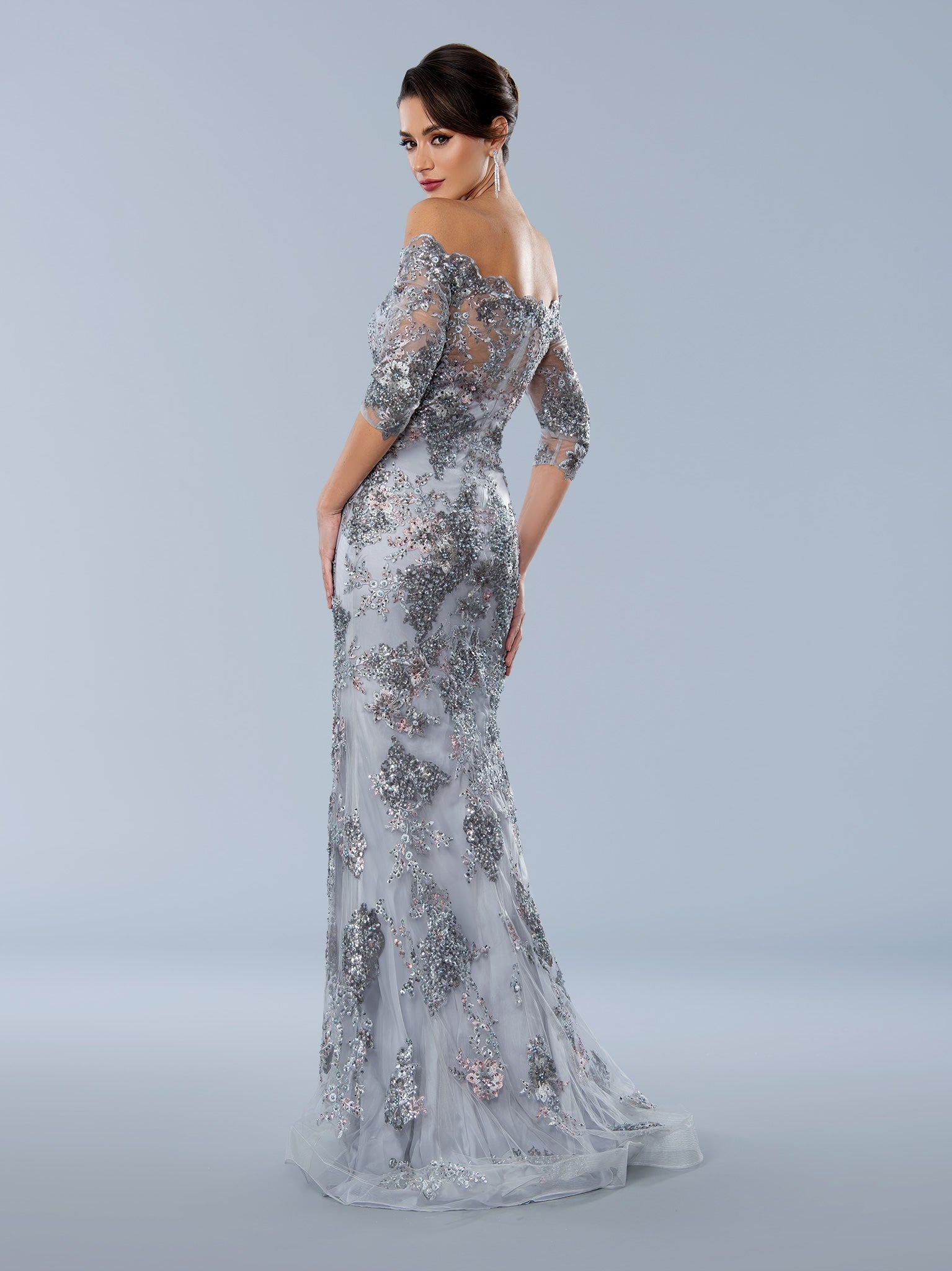 Formal Dresses Long Formal Beaded Applique Evening Dress Multi