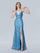 Prom Dresses Long Formal Slit Fitted Evening Prom Dress Baby Blue