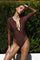 Swimwear 2220 Malibu Zip Up Swimsuit Brown