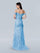 Prom Dresses A Line Long Formal Floral Lace Applique Prom Dress Light Blue