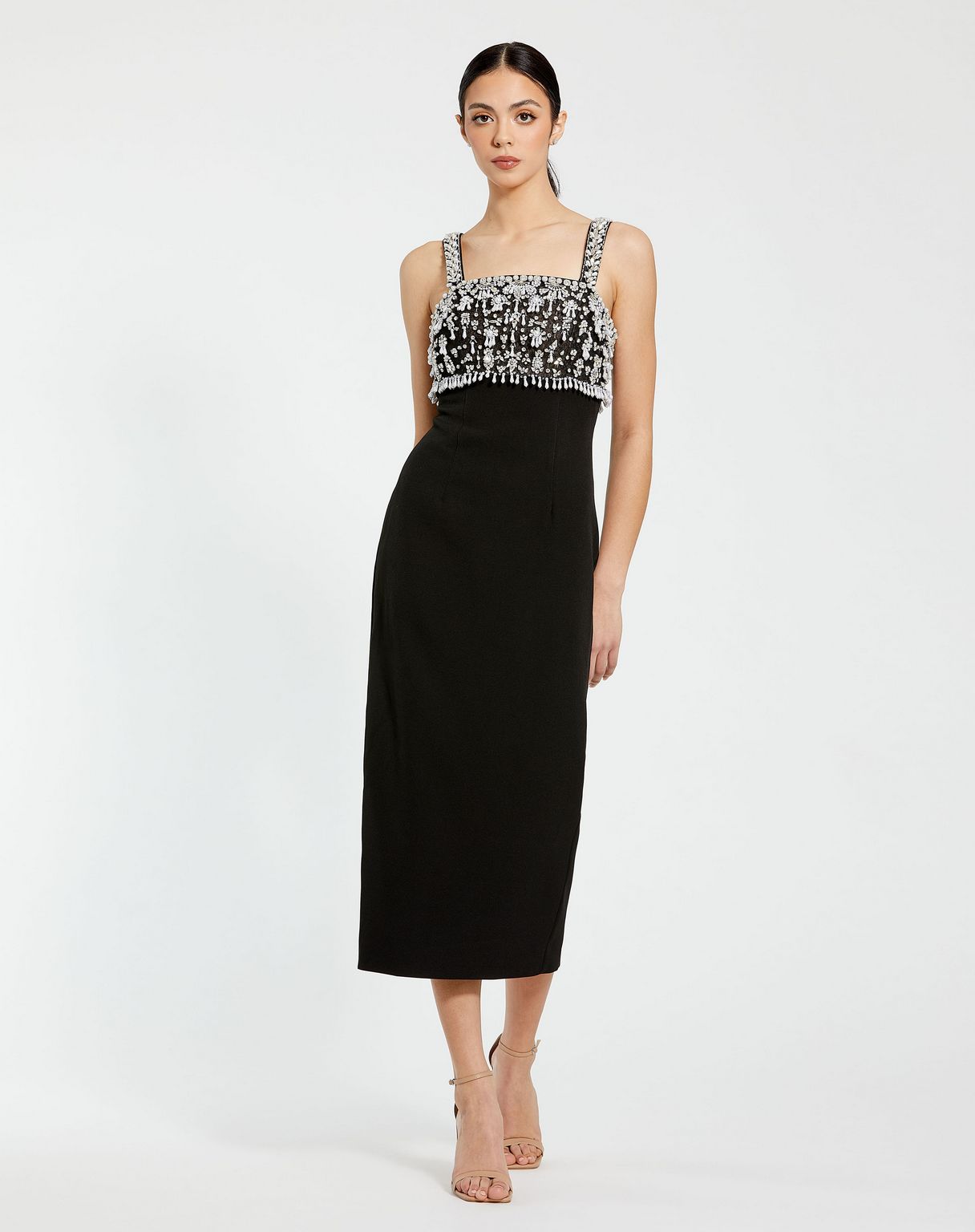 Formal Dresses Beaded Formal Prom Midi Dress Black
