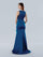 Formal Dresses Pleated Long Ruffle Slit Formal Evening Dress Royal Blue